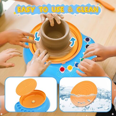 Pottery Wheel for Kids– Complete DIY Pottery Painting Kit for Ages 8-12 Beginners with 4 Air-Dry Clay Packs and Tools, Arts & Crafts Supplies Toys Birthday Gift for Boys Girls 6+ Years Old (Pink) in Kuwait