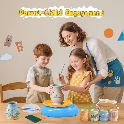 Pottery Wheel for Kids– Complete DIY Pottery Painting Kit for Ages 8-12 Beginners with 4 Air-Dry Clay Packs and Tools, Arts & Crafts Supplies Toys Birthday Gift for Boys Girls 6+ Years Old (Pink) in Kuwait