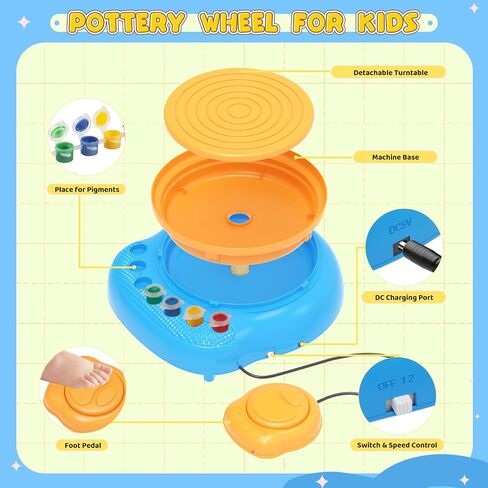 Pottery Wheel for Kids– Complete DIY Pottery Painting Kit for Ages 8-12 Beginners with 4 Air-Dry Clay Packs and Tools, Arts & Crafts Supplies Toys Birthday Gift for Boys Girls 6+ Years Old (Pink) in Kuwait
