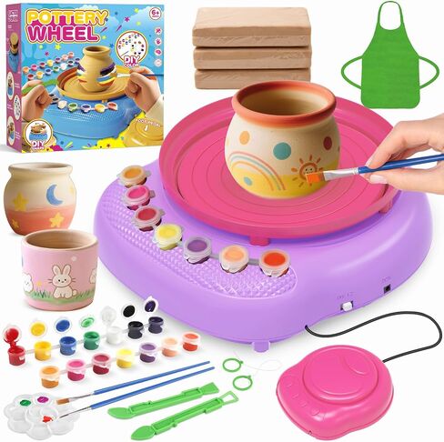 TingingYuli Pottery Wheel for Kids,Complete Pottery Kit and Tools for Beginners,Arts and Crafts Toys for Kids Ages 8-12,Art Supplies Birthday Gifts for Boy Girl Age 6 7 8 9 10 11 12 (Pink/Purple) in Saudi Arabia