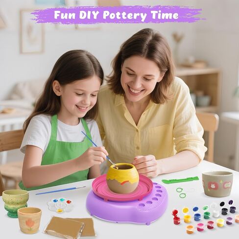 TingingYuli Pottery Wheel for Kids,Complete Pottery Kit and Tools for Beginners,Arts and Crafts Toys for Kids Ages 8-12,Art Supplies Birthday Gifts for Boy Girl Age 6 7 8 9 10 11 12 (Pink/Purple) in Saudi Arabia