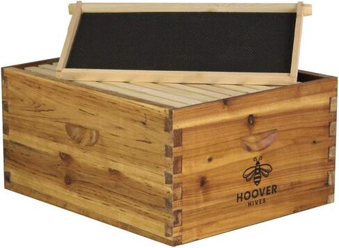HOOVER HIVES 10 Frame Langstroth Deep Brood Box مغمورة في شمع العسل بنسبة 100 ٪ يشمل إطارات خشبية ومؤسسات مشمع (غير مجمل) in Saudi Arabia