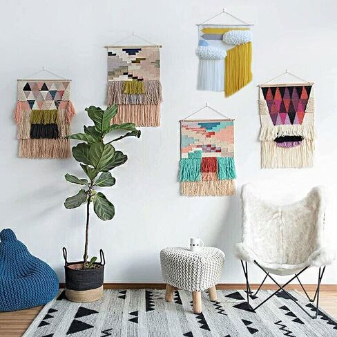 طقم النسيج النسيج ، نسيج النسيج الخشبي متعدد النسيج يلوح في الأفق إطار كبير 9.85x 15.5 بوصة ، وينبوس يدوي يدويًا يدويًا. in Kuwait