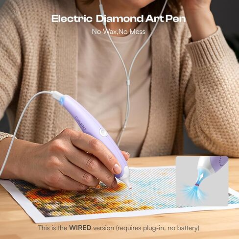 Caydo Wired Electric Diamond Painting Pen (استخدام المكونات الإضافية) ، E-painter للطلاء الماسي-أداة فراغ مريح مع 2-Tips ، أدوات إكسسوارات فن الماس لوضع الماس بدون شمع (أرجواني) in Kuwait