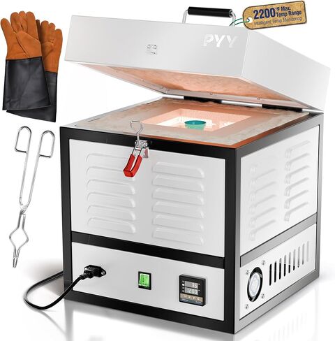 Pyy Electric Farkn - 1500W Melter Furnace Fratery Frattery Frustry ، Hi -Temp 2200 ℉/1200 ℃ ، الفرن ذوبان مع ثقب تنفيس ، لصب الشمع ، الفخار الطيني DIY ، زجاج ، مصنوع مجوهرات in Kuwait