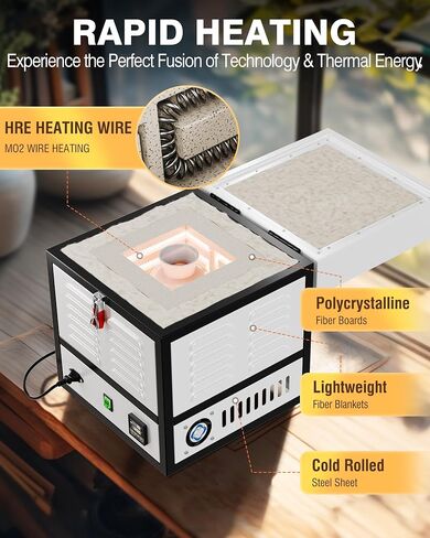 Pyy Electric Farkn - 1500W Melter Furnace Fratery Frattery Frustry ، Hi -Temp 2200 ℉/1200 ℃ ، الفرن ذوبان مع ثقب تنفيس ، لصب الشمع ، الفخار الطيني DIY ، زجاج ، مصنوع مجوهرات in Kuwait