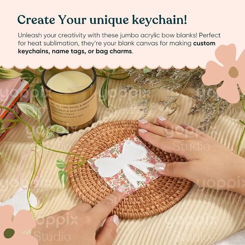 YOPPIX 20 Set Sublimation Bow Blanks, Sublimation Acrylic Bow Blanks Keychain for Heat Transfer Keychain Luggage Tag Baggage Handbag Travel Suitcase Tags, Home Gift Crafts Supplies in Saudi Arabia