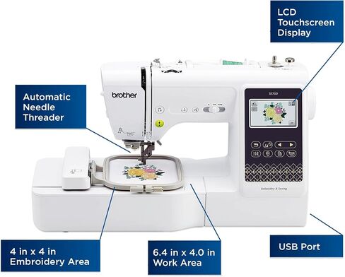 Brother SE700 مجموعة التطريز والخياطة مع 4 "× 4" طوق للتطريز و 40+ الملحقات in Saudi Arabia