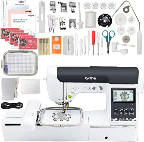 Brother SE2000 5 "× 7" مجموعة التطريز والخياطة مع Deluxe 130 Thread Roots & Accessories in Kuwait