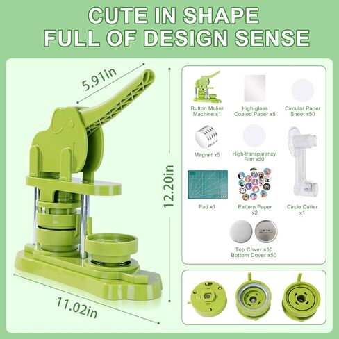 آلة صانع زر Cozisomer 58 مم (2.25 بوصة) خالية من التثبيت ، آلة صانع دبوس زر DIY ، شارة اضغط على آلة مع زر 50pcs مجانا in Kuwait