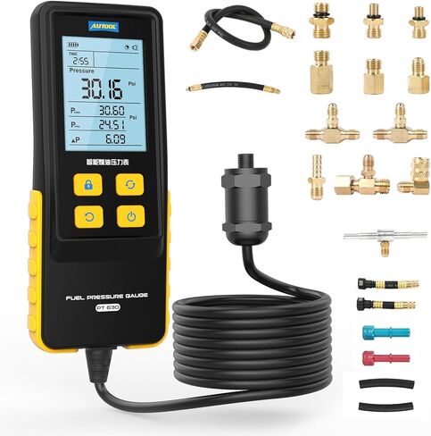 جهاز اختبار الضغط الرقمي من AUTOOL، مقياس ضغط السيارات 0-426PSI 0 ~ 29bar لمجموعة أدوات اختبار ضغط أسطوانة محرك البنزين مع محولات وخراطيم، 6 توفير للبيانات، شاشة بإضاءة خلفية in Kuwait