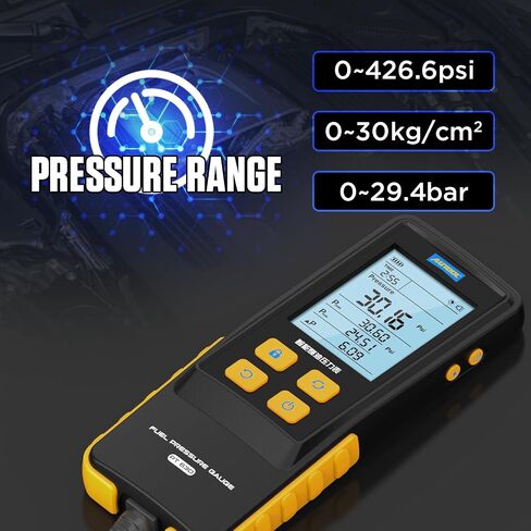 جهاز اختبار الضغط الرقمي من AUTOOL، مقياس ضغط السيارات 0-426PSI 0 ~ 29bar لمجموعة أدوات اختبار ضغط أسطوانة محرك البنزين مع محولات وخراطيم، 6 توفير للبيانات، شاشة بإضاءة خلفية in Kuwait