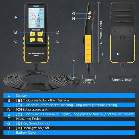جهاز اختبار الضغط الرقمي من AUTOOL، مقياس ضغط السيارات 0-426PSI 0 ~ 29bar لمجموعة أدوات اختبار ضغط أسطوانة محرك البنزين مع محولات وخراطيم، 6 توفير للبيانات، شاشة بإضاءة خلفية in Kuwait