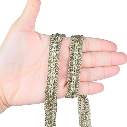 Bel Avenir Gimp Braid Trim Cord 1.6 cm/0.63 Inch Wide ، 10 Yard Handmade Polyester Trim ، تقليم النسيج للمفروشات ، والخياطة ، والستائر ، وأزياء DIY ، و Slipcover ، و Deco Home (الفضة الخفيفة ، 10 ياردة) in Kuwait