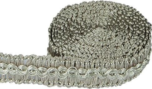 Bel Avenir Gimp Braid Trim Cord 1.6 cm/0.63 Inch Wide ، 10 Yard Handmade Polyester Trim ، تقليم النسيج للمفروشات ، والخياطة ، والستائر ، وأزياء DIY ، و Slipcover ، و Deco Home (الفضة الخفيفة ، 10 ياردة) in Kuwait