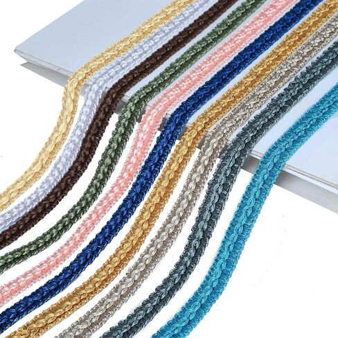 Bel Avenir Gimp Braid Trim Cord 1.6 cm/0.63 Inch Wide ، 10 Yard Handmade Polyester Trim ، تقليم النسيج للمفروشات ، والخياطة ، والستائر ، وأزياء DIY ، و Slipcover ، و Deco Home (الفضة الخفيفة ، 10 ياردة) in Kuwait