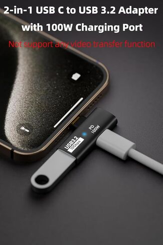AreMe 2-in-1 USB C to USB 3.2 Adapter with 100W Charging Port, Thunderbolt 4/3 OTG Converter for Rog Ally, Steam Deck, Quest 2, iPhone 15 Series, iPad, MacBook and More Type C Device - Grey in Saudi Arabia