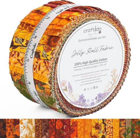 خيارات Craftido-18-100 ٪ من القطن القطن لفة شرائح القماش المسبق للخياطة ، وصياغة ، والخياطة ، و 40 شريطًا 2.5 "× 44" حزم متنوعة للبساط ، ومشروع لحاف ، وحرف ديي ، وصول ديكور المنزل. in Kuwait