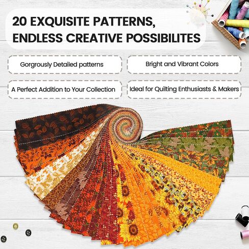 خيارات Craftido-18-100 ٪ من القطن القطن لفة شرائح القماش المسبق للخياطة ، وصياغة ، والخياطة ، و 40 شريطًا 2.5 "× 44" حزم متنوعة للبساط ، ومشروع لحاف ، وحرف ديي ، وصول ديكور المنزل. in Kuwait