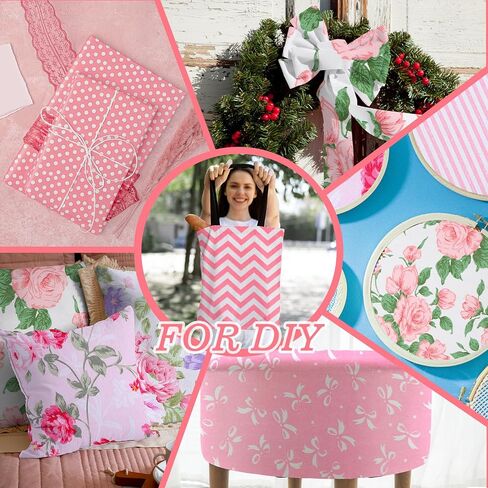 42Pcs Pink Charm Packs for Quilting, 100% Cotton Fabric Squares 5 x 5Inch Pre-Cut Quilted Fabric Floral Patchwork for Sewing DIY Craft in Saudi Arabia