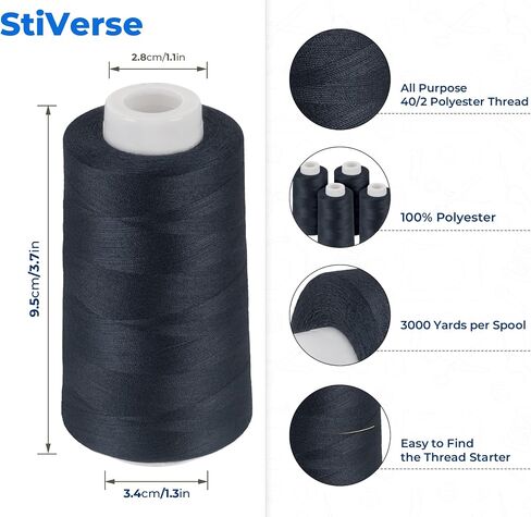 4 Pack Navy Blue Thread, 3000 Yards Denim Thread for Jeans, Polyester Sewing for Serger&Overlock, Quilting, Piecing, Sewing Machine in Kuwait