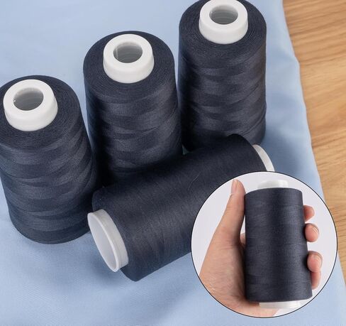 4 Pack Navy Blue Thread, 3000 Yards Denim Thread for Jeans, Polyester Sewing for Serger&Overlock, Quilting, Piecing, Sewing Machine in Kuwait
