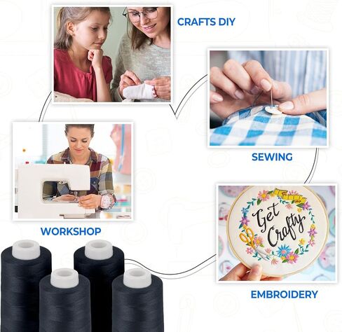 4 Pack Navy Blue Thread, 3000 Yards Denim Thread for Jeans, Polyester Sewing for Serger&Overlock, Quilting, Piecing, Sewing Machine in Kuwait