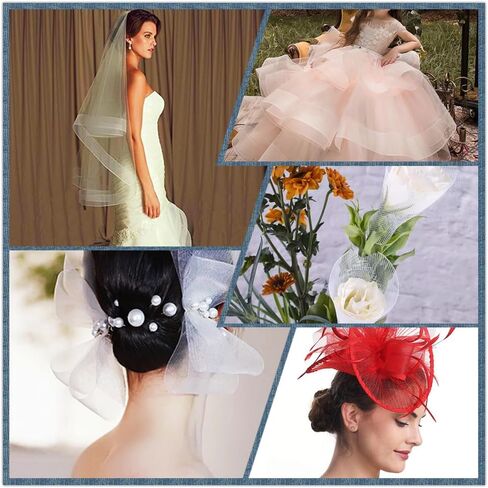 ABBAOWW 50 ياردة ناعمة وايت هورسهير جديلة عرض 2 بوصة لخياطة فستان الزفاف رقص إكسسوارات فستان رسمية تنورة تشذيب in Kuwait