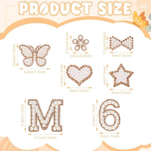 82Pcs Self Adhesive Pearl Letter Patches (A-Z),Number Patch 0-9,Glitter Pearl Letter Patches Rhinestone Applique for DIY Clothes, Bags, Shoes Golden in Saudi Arabia
