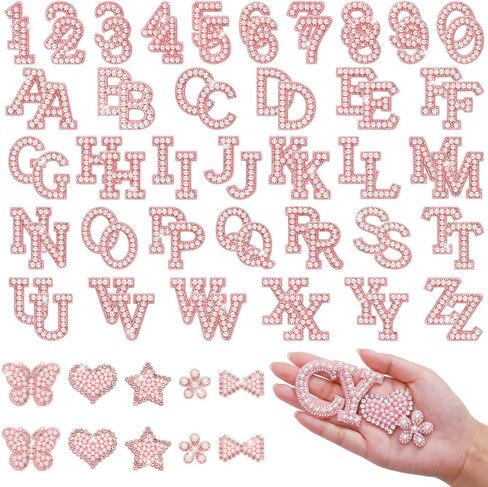 82Pcs Self Adhesive Pearl Letter Patches (A-Z),Number Patch 0-9,Glitter Pearl Letter Patches Rhinestone Applique for DIY Clothes, Bags, Shoes Golden in Saudi Arabia