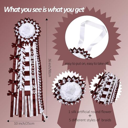 Homecoming Mum Supplies Set (Maroon White) in Kuwait