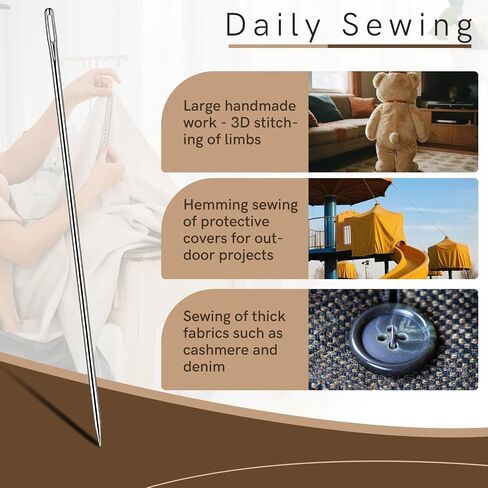 2 PCS إبر تنجيد احترافية 12 "إبرة إبرة إبرة طويلة الإبرة من أجل خياطة يدوي إبرة خياطة كبيرة لإصلاح وصياغة المشاريع in Kuwait