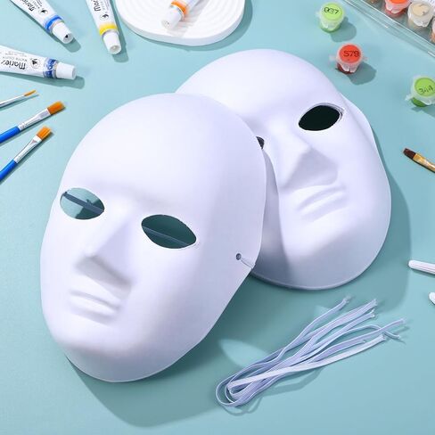 VABUELLY 5pcs DIY فارغ الورق الأبيض أقنعة للنساء Halloween Cosplay حفلة مريحة مواد آمنة الأقنعة الحرفية للبالغين لباس. in Saudi Arabia