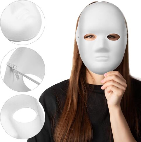 VABUELLY 5pcs DIY فارغ الورق الأبيض أقنعة للنساء Halloween Cosplay حفلة مريحة مواد آمنة الأقنعة الحرفية للبالغين لباس. in Saudi Arabia