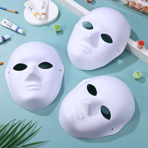VABUELLY 5pcs DIY فارغ الورق الأبيض أقنعة للنساء Halloween Cosplay حفلة مريحة مواد آمنة الأقنعة الحرفية للبالغين لباس. in Saudi Arabia