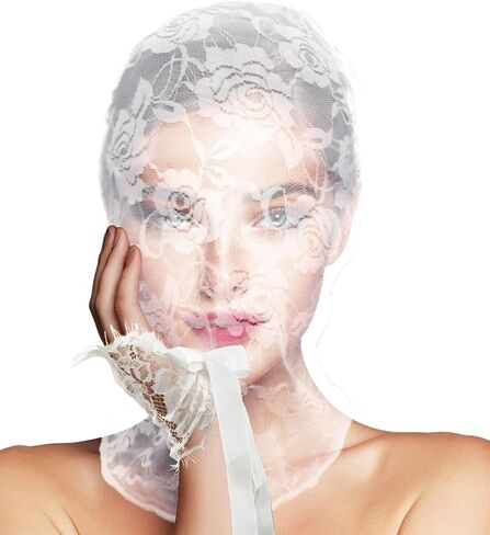 Floral Lace Full Face Mask, Wrist Cuff, Hair Bibbon for Photography Halloween Cosplay DIY Enthusiasts in Saudi Arabia