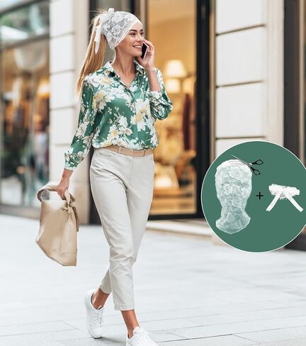 Floral Lace Full Face Mask, Wrist Cuff, Hair Bibbon for Photography Halloween Cosplay DIY Enthusiasts in Saudi Arabia