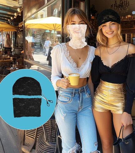 Floral Lace Full Face Mask, Wrist Cuff, Hair Bibbon for Photography Halloween Cosplay DIY Enthusiasts in Saudi Arabia