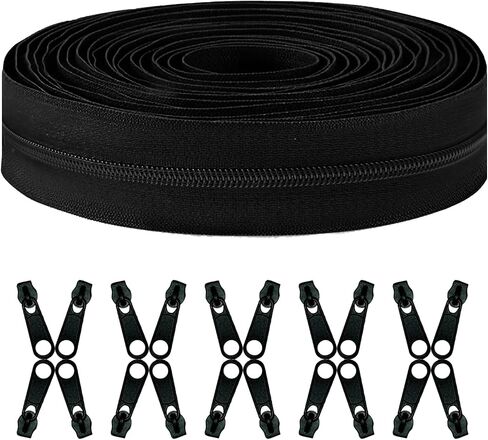 meiyoushengda 10 Yards 360 Inches Bulk Zippers,#10 Black Nylon Coil Zipper by The Yard with 20 PCS Replacement Sliders,Zippers for Sewing,DIY,Bags,Crafts,Jackets,Backpacks,Luggage,Tents & More in Saudi Arabia