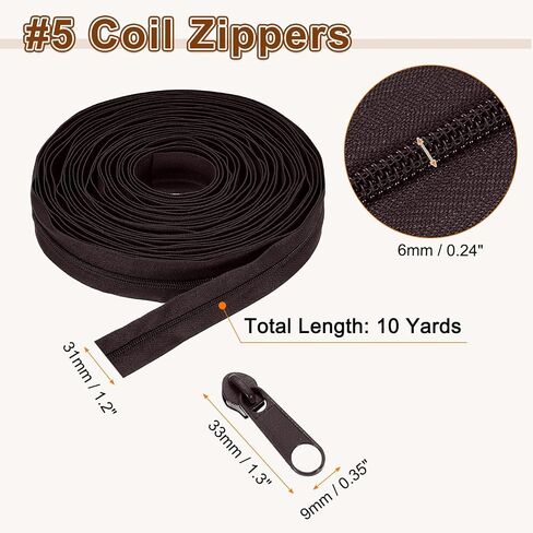Harfington #3 st zippers ملف نايلون 10 ياردة 1 "أشرطة سحابات الخياطة مع 20 شريحة بديلة zip for diy خياطة خياطة الحرف لوازم حقيبة ، أبيض in Kuwait