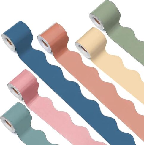 240Ft Boho Bulletin Board Borders Colorful Scalloped Bulletin Board Decorations Classroom Border Trim for Classroom School Home Office Chalkboard Whiteboard Cork Board Decor,6 Rolls in Saudi Arabia