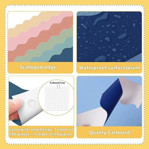 240Ft Boho Bulletin Board Borders Colorful Scalloped Bulletin Board Decorations Classroom Border Trim for Classroom School Home Office Chalkboard Whiteboard Cork Board Decor,6 Rolls in Saudi Arabia