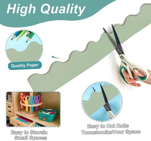 240Ft Boho Bulletin Board Borders Colorful Scalloped Bulletin Board Decorations Classroom Border Trim for Classroom School Home Office Chalkboard Whiteboard Cork Board Decor,6 Rolls in Saudi Arabia