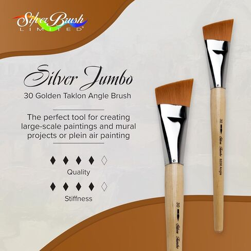 Silver Brush Limited 820650 Silver Jumbo Golden Golden Taklon Brush ، الجداريات الكبيرة ، الرسامين والأثاث ، الحجم 50 ، مقبض متوسط ​​الطول in Kuwait