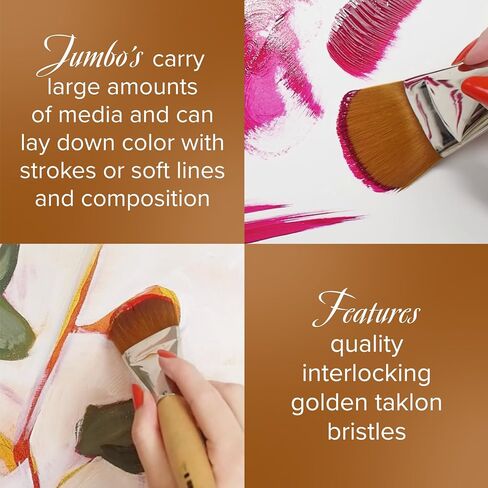 Silver Brush Limited 820650 Silver Jumbo Golden Golden Taklon Brush ، الجداريات الكبيرة ، الرسامين والأثاث ، الحجم 50 ، مقبض متوسط ​​الطول in Kuwait