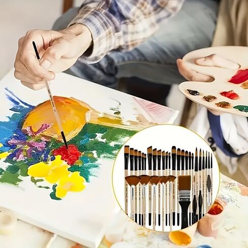 مجموعة فرشاة الاكريليك 32 قطعة ، شعيرات النايلون مناسبة للطلاء الزيتي ، الرسم المائي ، الرسم الصخري ، والطلاء على وجه الوجه ، مباشرة من الشركة المصنعة للمصدر. (10) in Kuwait