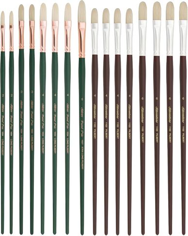Silver Brush Limited Artist Series NS-1956 Nelson Shanks Presection Set ، و 16 PCS فرش الطلاء الاحترافية للوحدة الزيتية والأكريليك ، وتشمل Filbert و Long Filbert Paintbrushes in Kuwait