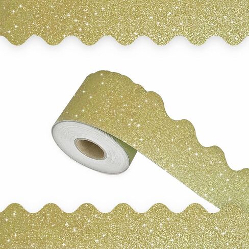 65Feet Shine Scalloped Bulletin Board Border - Decorative Trim Poster Borders for School Classroom Decoration Strips (Gold) in Kuwait