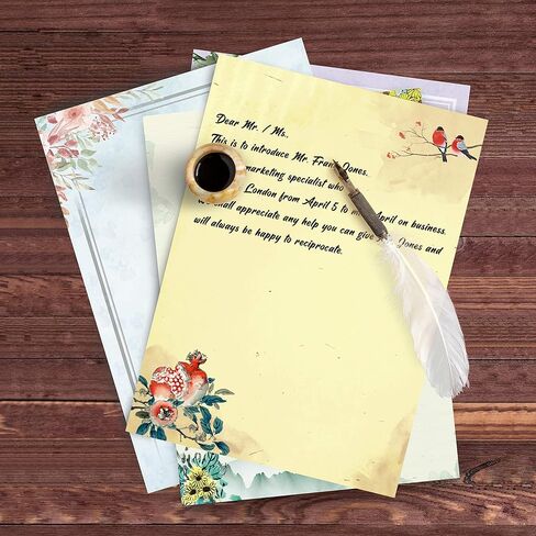 A4 Vintage Floral Stationery Paper (Lined) 48 Pieces and Self-Sealing Envelopes 24 PC Set, 100GSM Heavy Weight College Ruled Letter Writing Stationary, Printer Friendly, Color Both Sides, Watercolor in Saudi Arabia