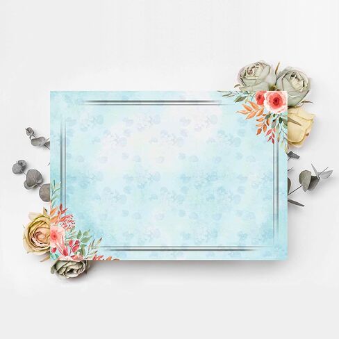A4 Vintage Floral Stationery Paper (Lined) 48 Pieces and Self-Sealing Envelopes 24 PC Set, 100GSM Heavy Weight College Ruled Letter Writing Stationary, Printer Friendly, Color Both Sides, Watercolor in Saudi Arabia